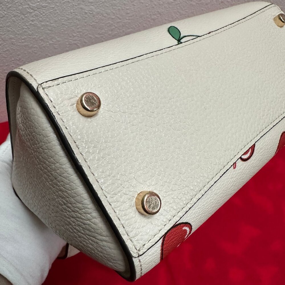Coach Morgan Top Handle Satchel Bag CF419 in Chalk Leather & Cherry Print - EUC - Picture 14 of 15
